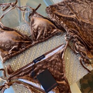 Louis Vuitton Chocolate Brown Bikini Set